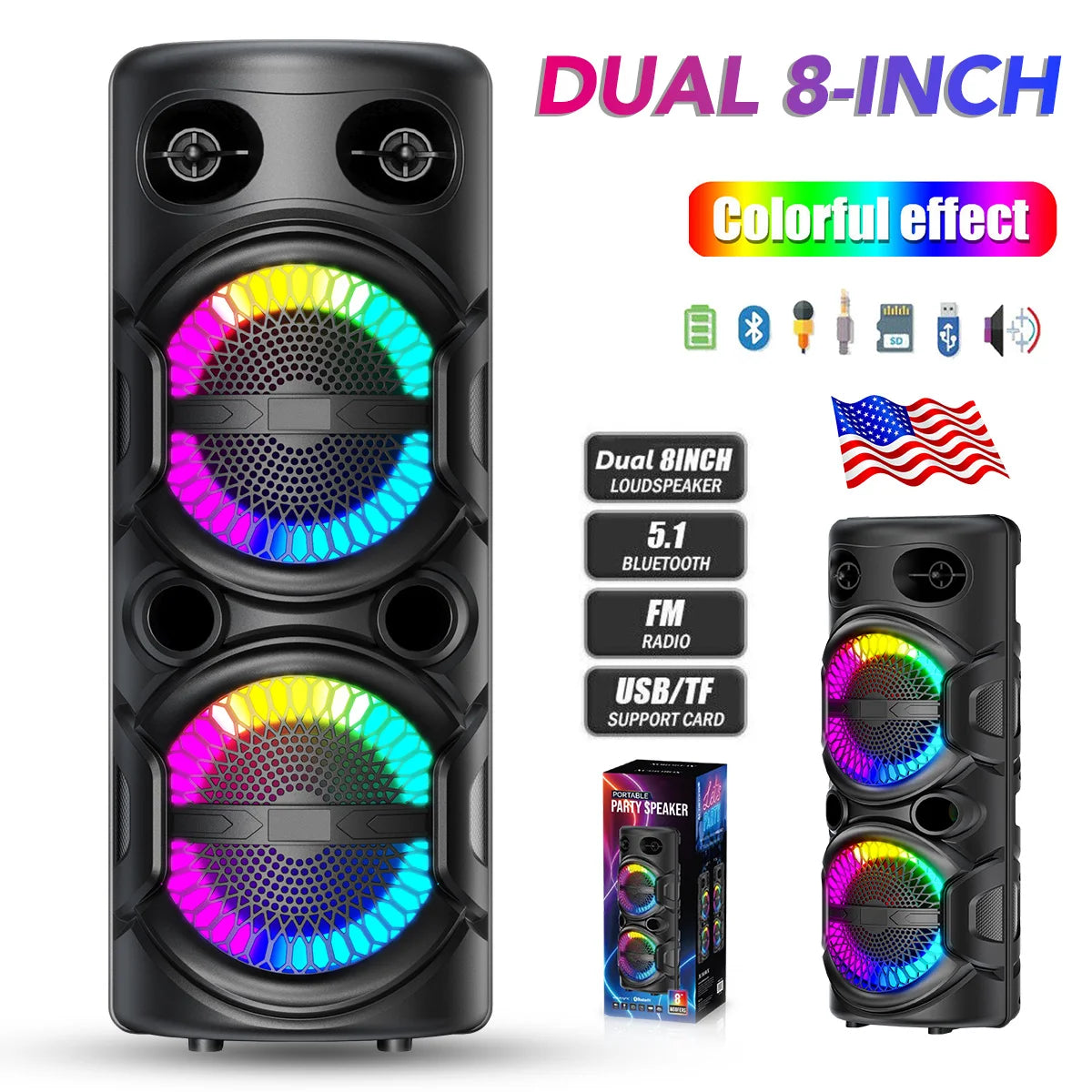 CURUK Portable 3000W Bluetooth Speaker With Subwoofer