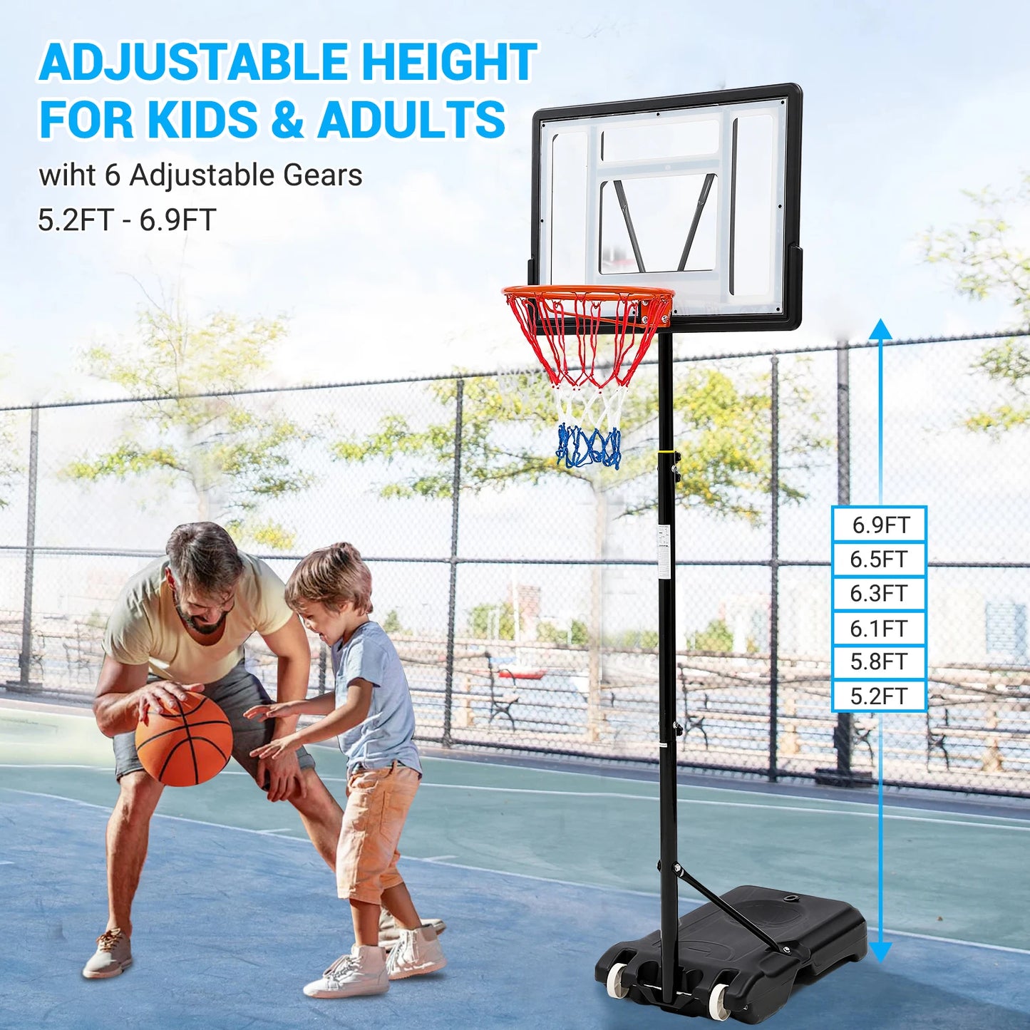 HiMISSH Adjustable Outdoor Basketball Hoop Backyard Driveway