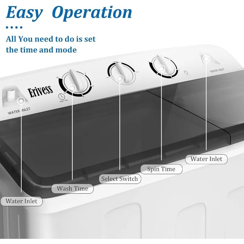 XMSJ Twin Tub Portable Washing Machine With Drying Rack