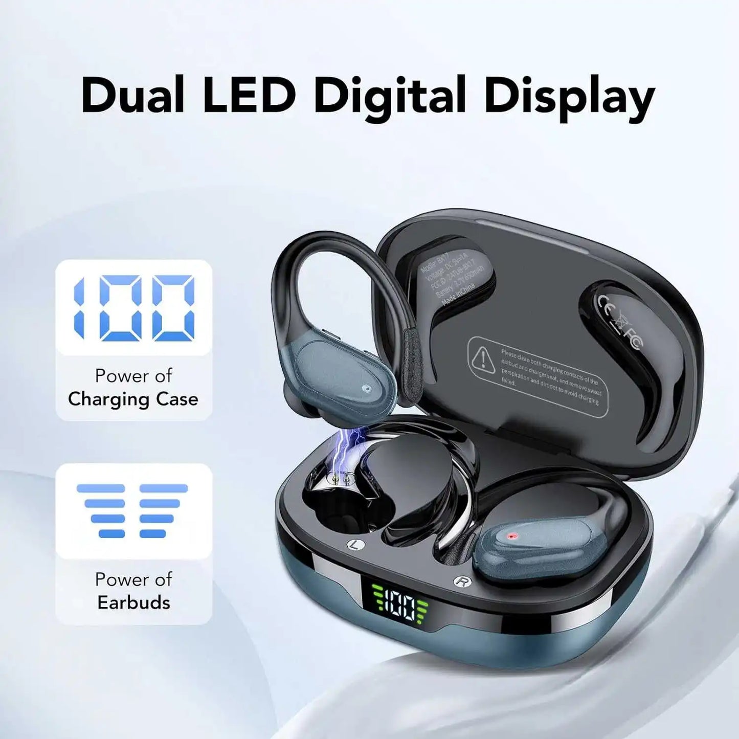 LIFEBEE Wireless Earbuds With Earhooks HiFi Stereo Mic