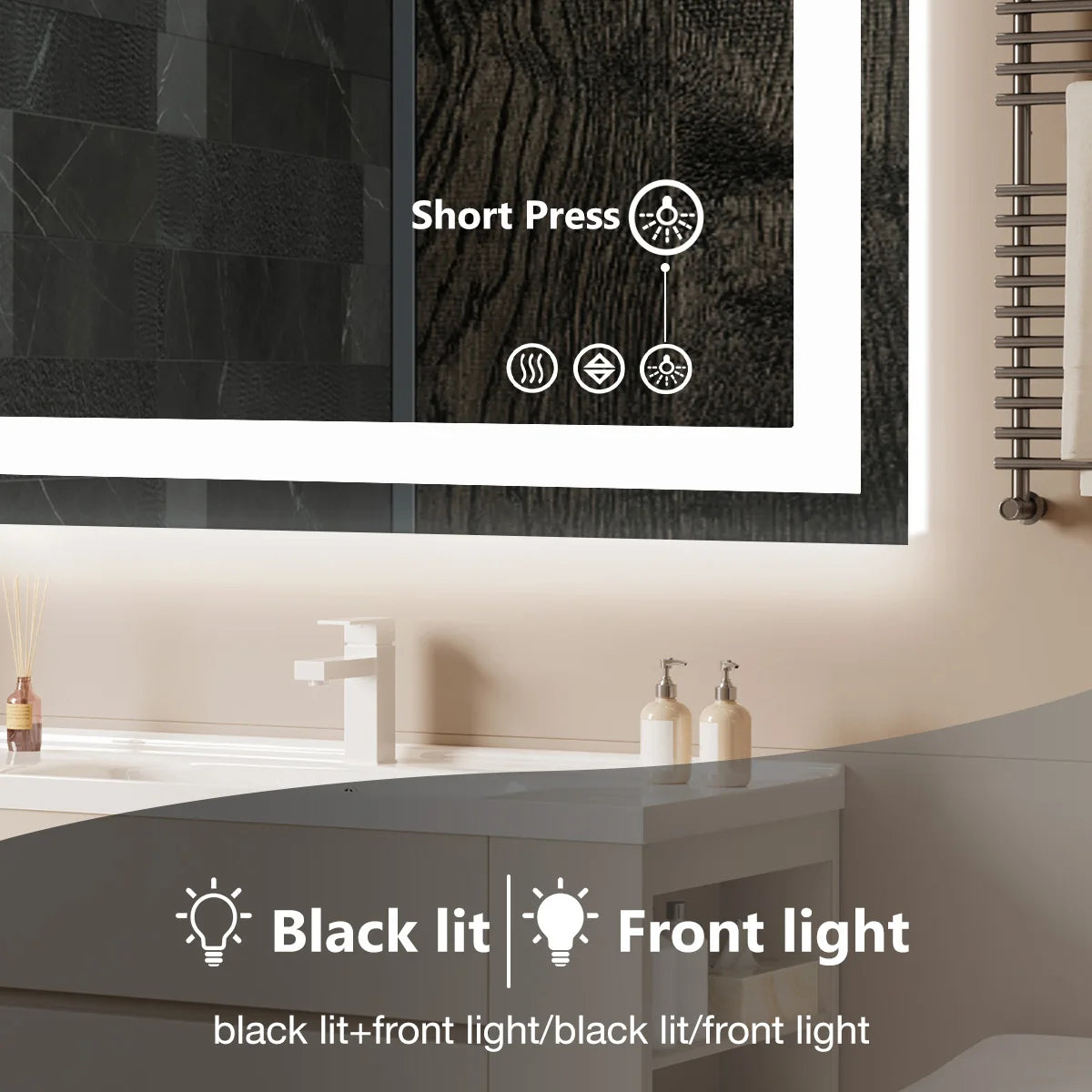 JHK LED Vanity Mirror Memory Function Front Backlit