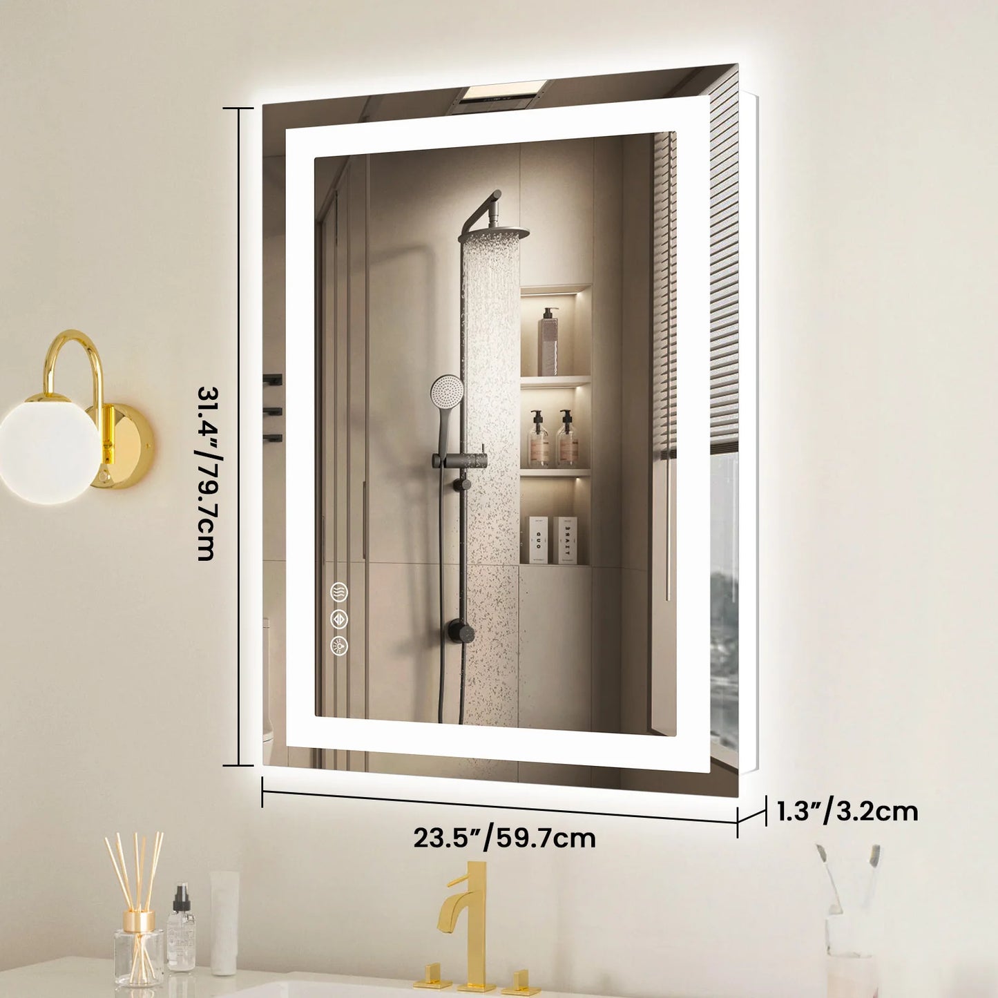 JHK LED Vanity Mirror Memory Function Front Backlit