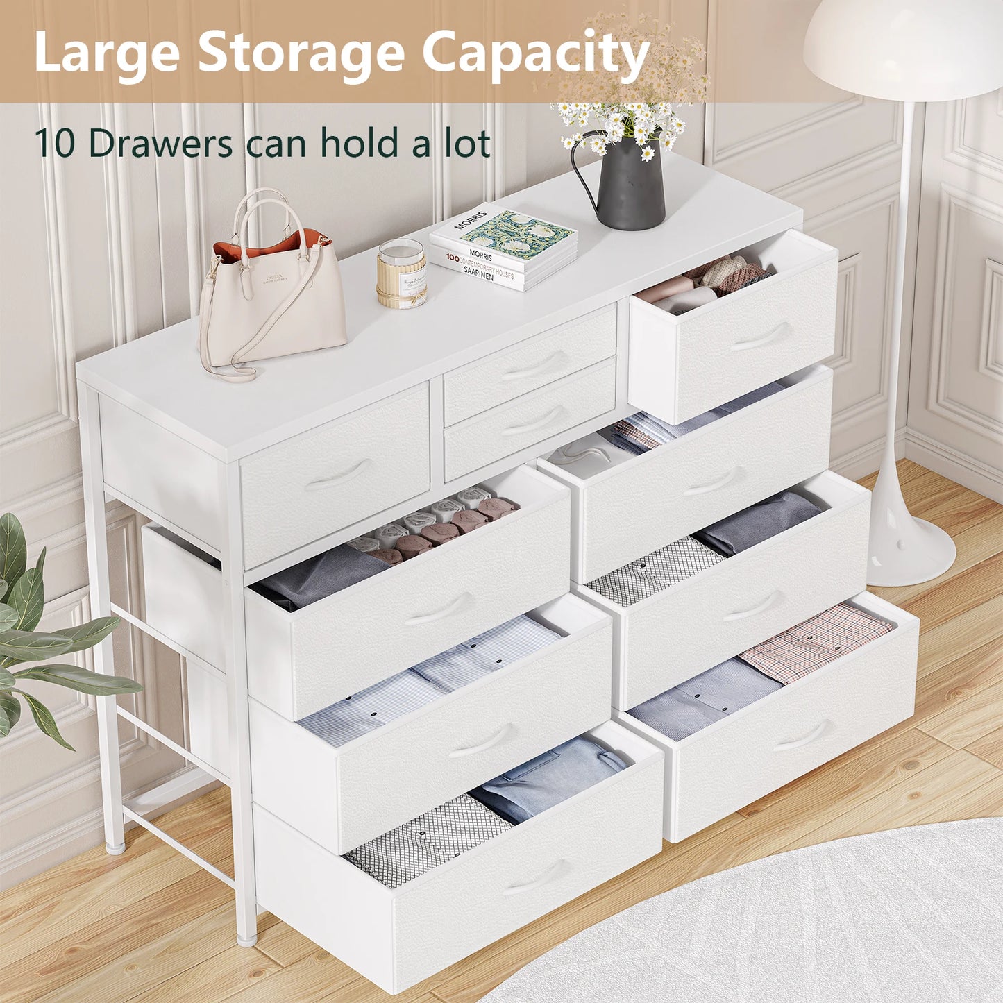 TWISTER.CK 10 Drawers TV Stand Dresser for Living Room