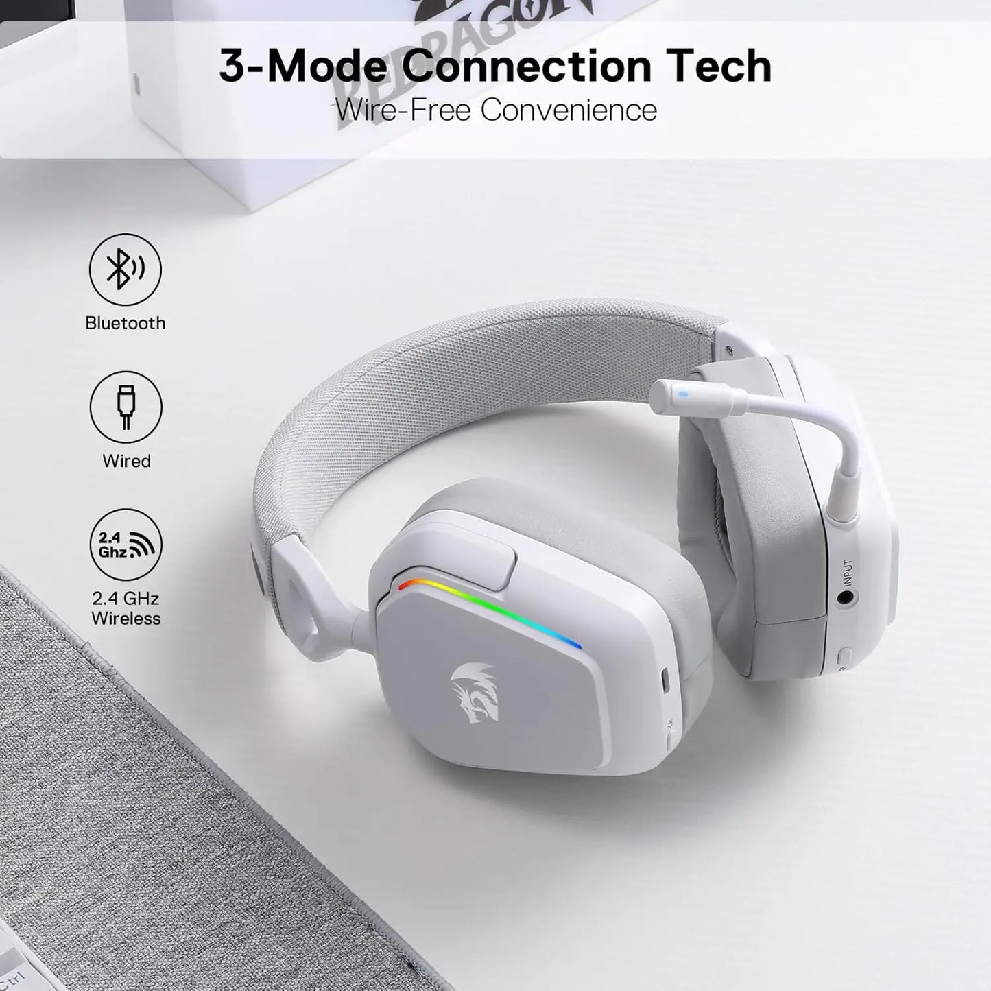 Redragon H868 Wireless RGB 7.1 Surround Sound Headset Mic