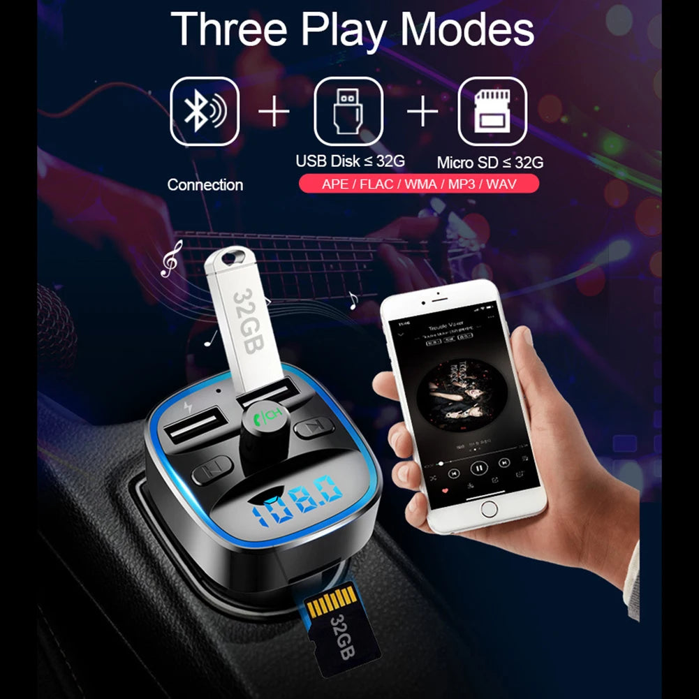 CoolMoon Car Bluetooth 5.0 FM Transmitter MP3 Player Charger