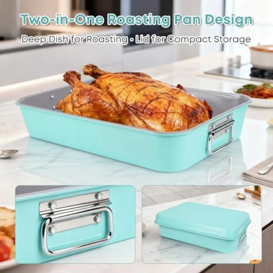 21-pieces Stackable Nonstick Bakeware Set PTFE/PFOA/PFOS Free Baking Pans Set with Silicone Cup Oven Mitt Complete Kitchen Baki