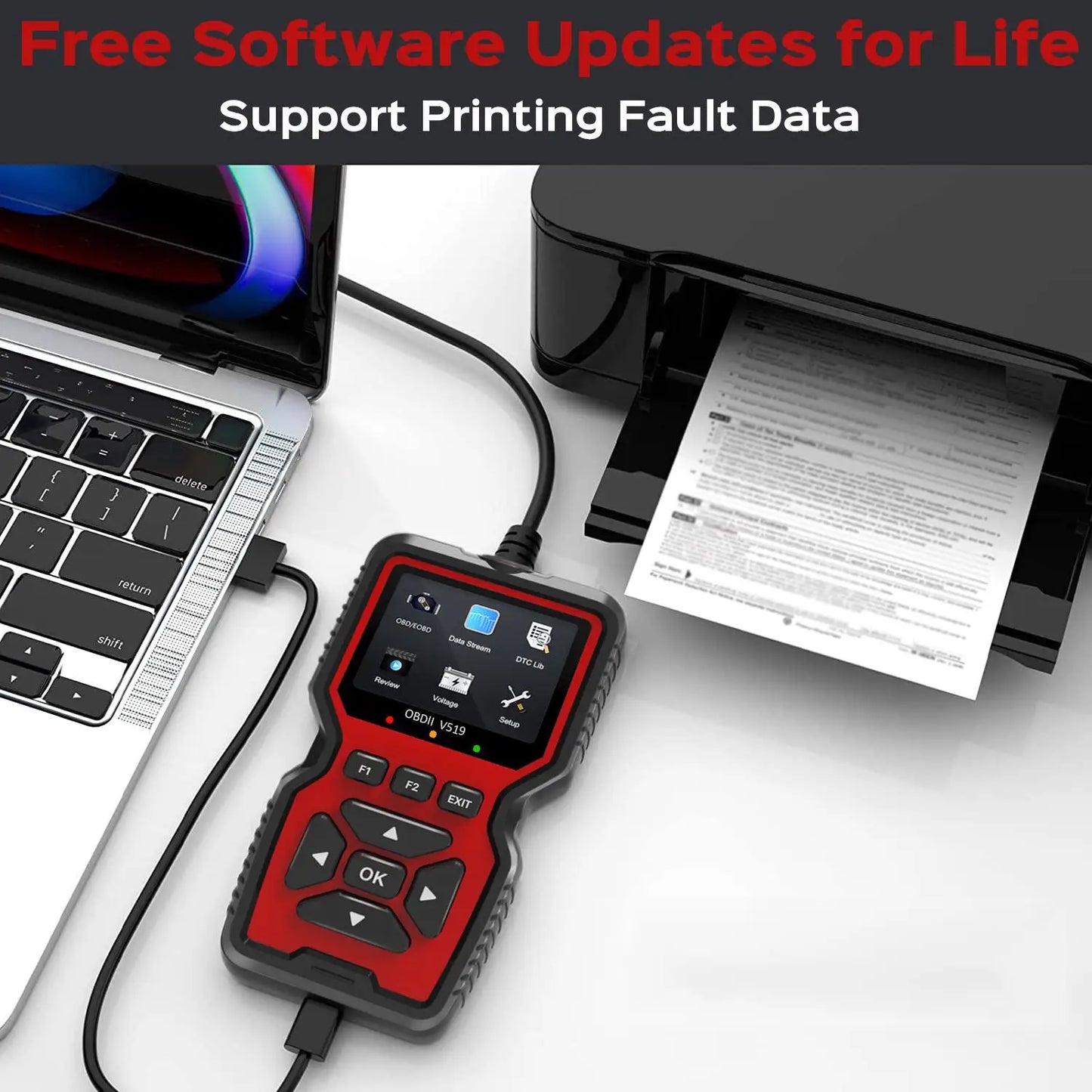 OBD2 Scanner Live Data Professional Mechanic OBDII Diagnostic Code Reader Tool for Check Engine Light V519