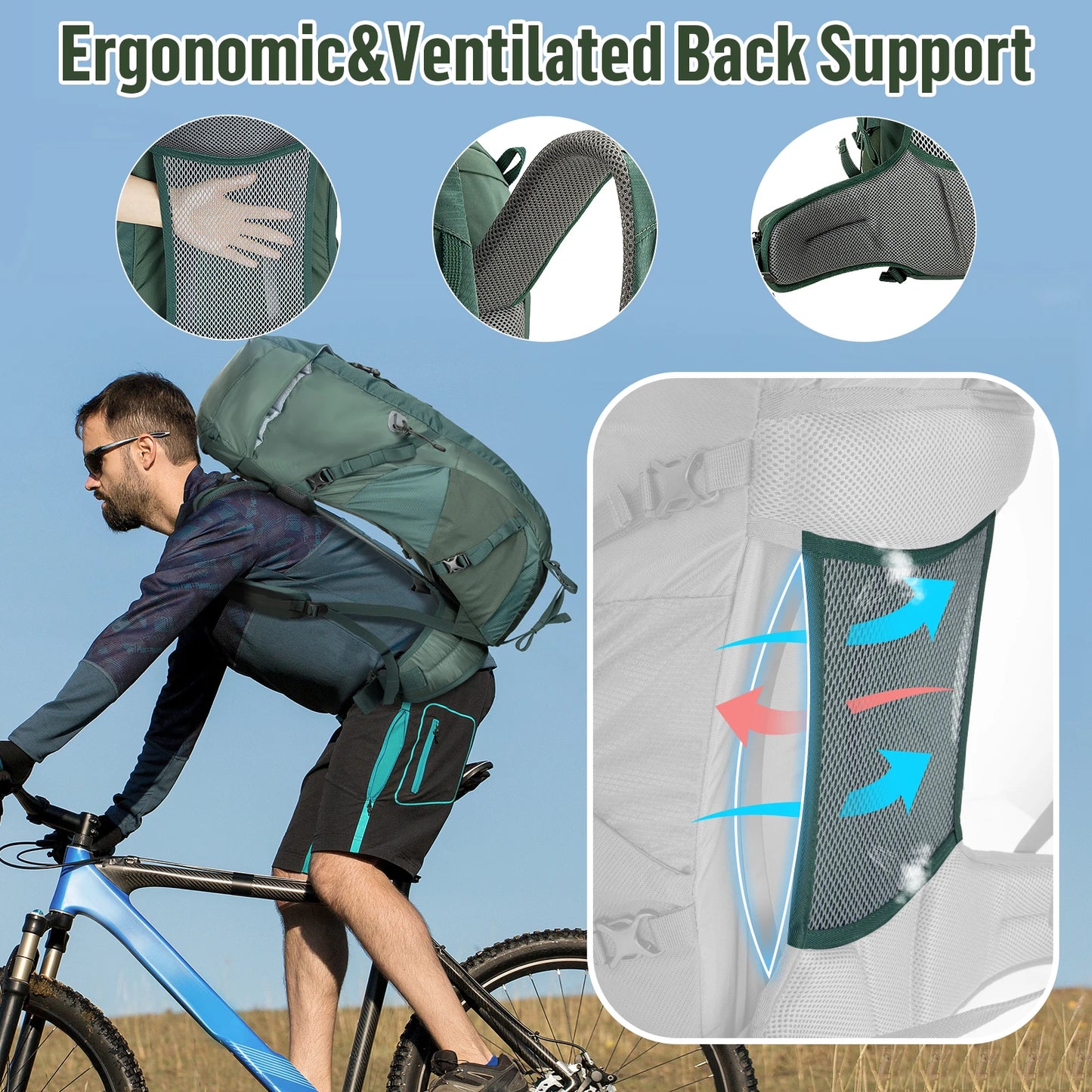 Night Cat Hiking Backpack Internal Frame Unisex Lightweight