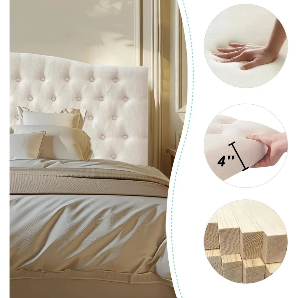 Online Goods Warehouse Linen Upholstered Tufted Headboard