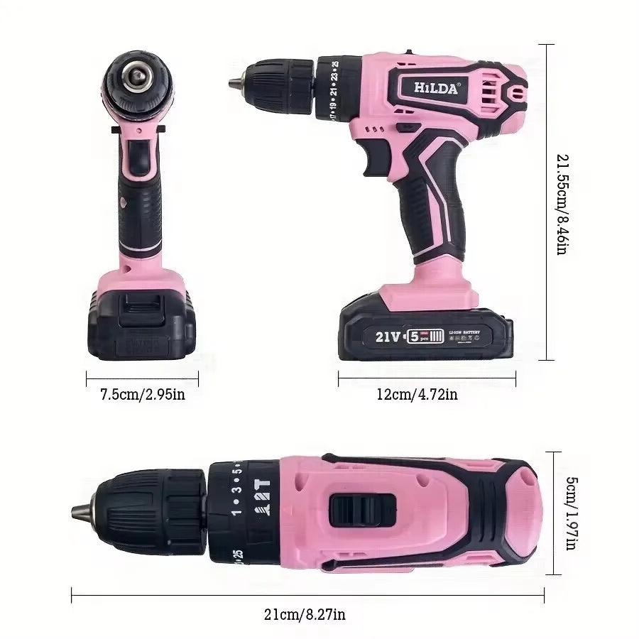 Hilda 21V Cordless Drill Kit With Battery And Bag Case