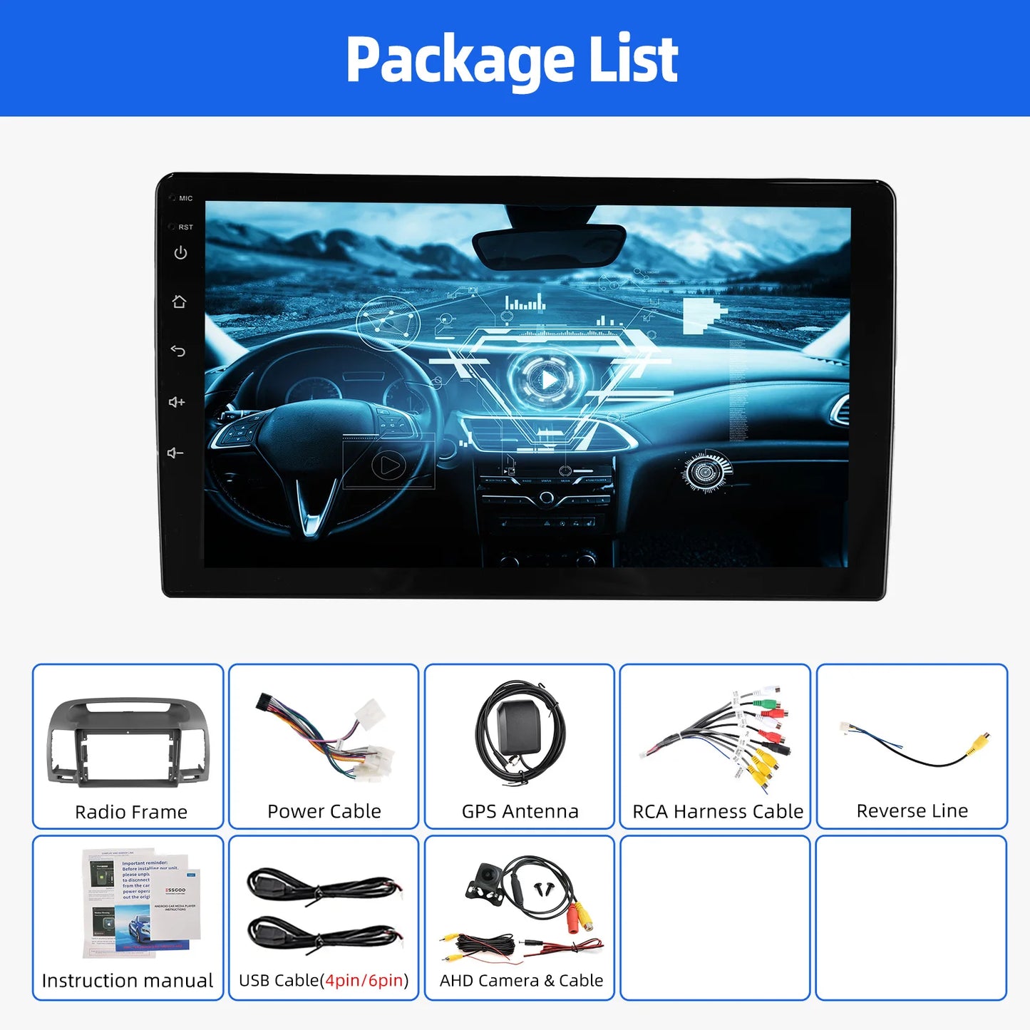ESSGOO Car Stereo With CarPlay Android Auto GPS Navi