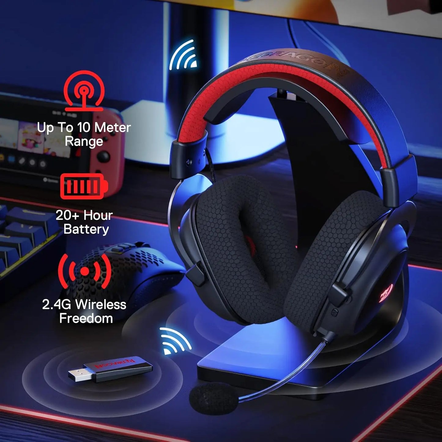 Redragon H510 PRO Zeus X RGB Wireless Gaming Headset