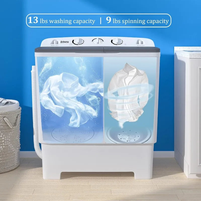 XMSJ Twin Tub Portable Washing Machine With Drying Rack