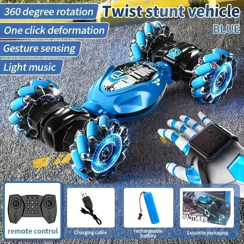 Jovow 4WD RC Drift Car Gesture Remote Stunt Toy Lights