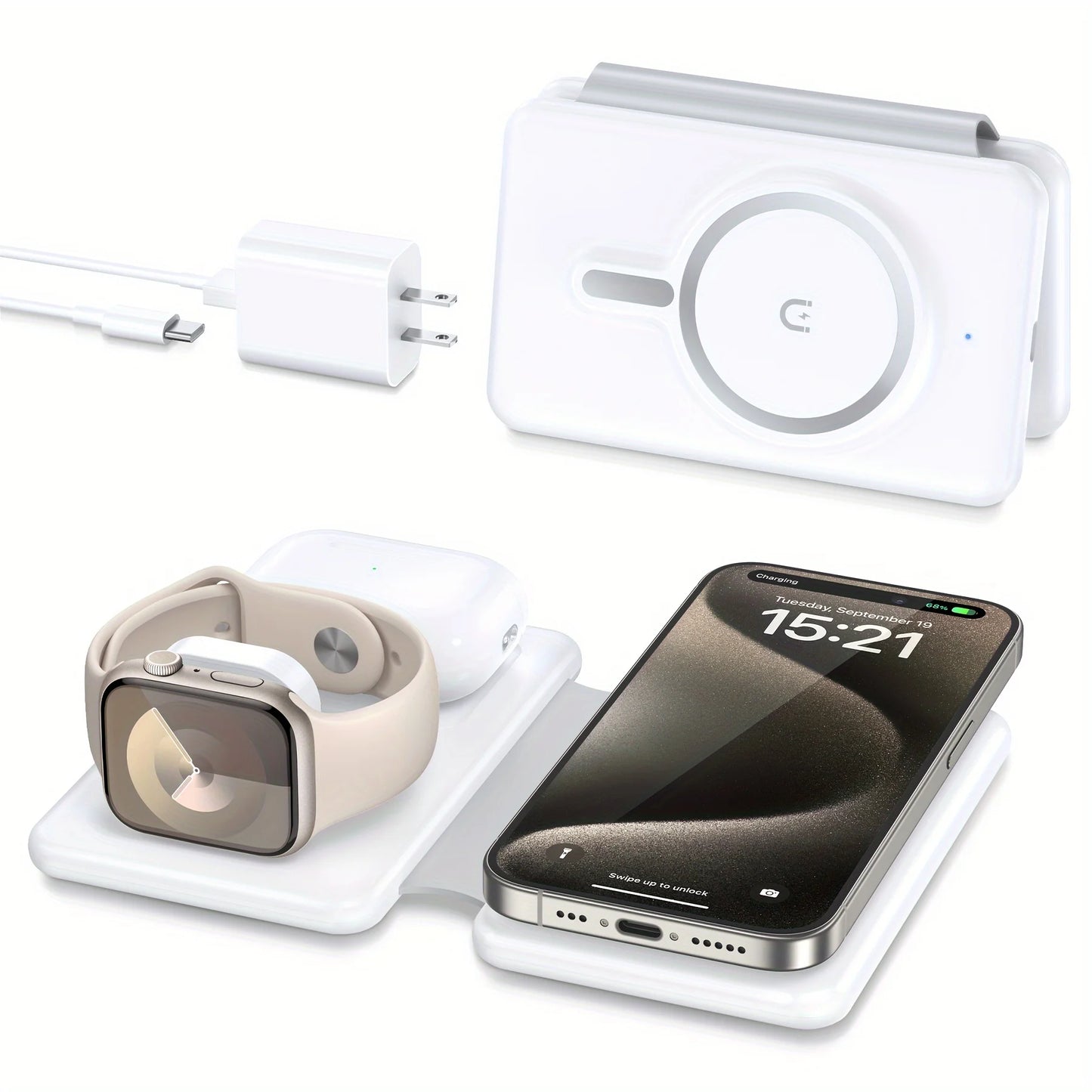 3-In-1 Travel Wireless Charger Station Magnetic Pad