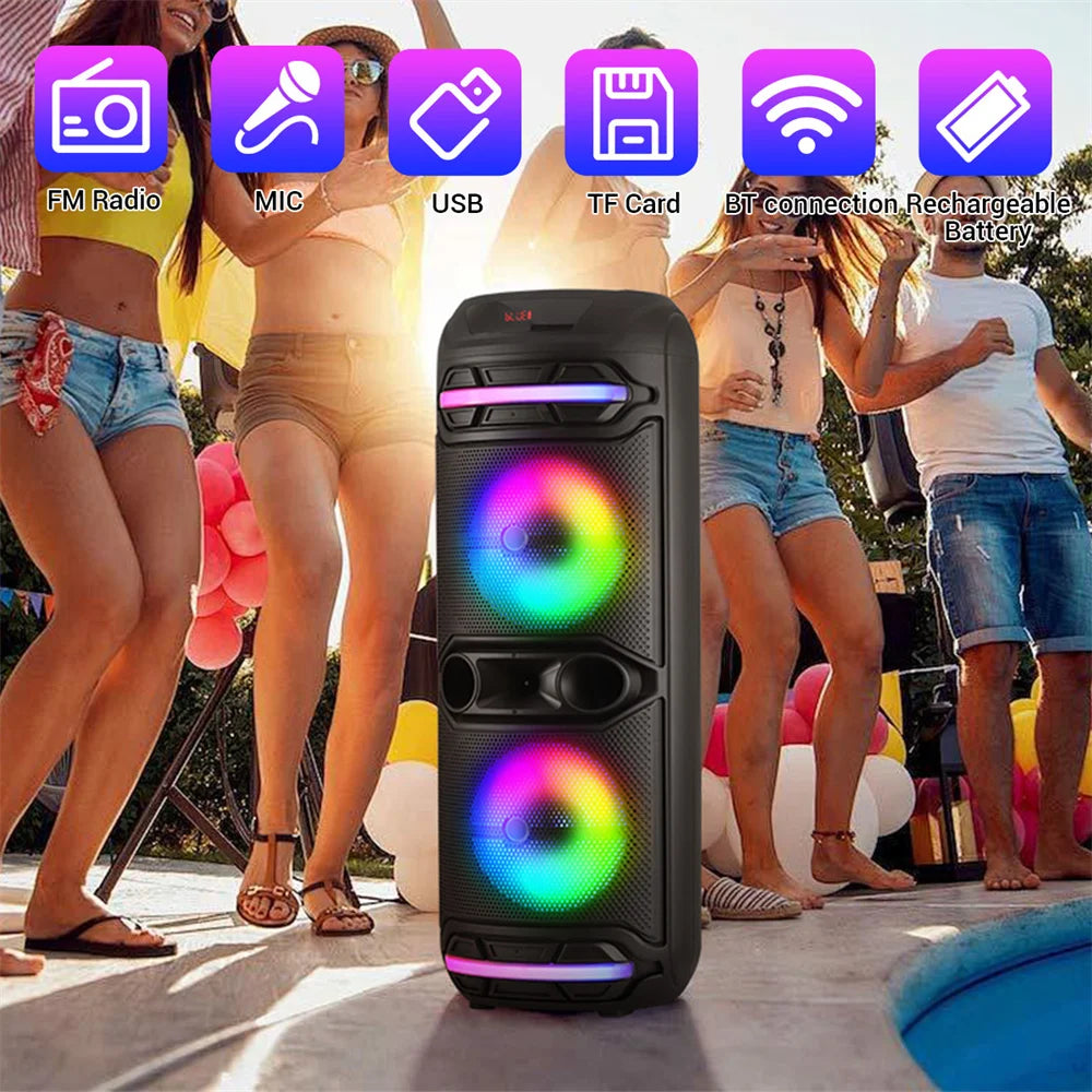 CURUK Dual 12 Bluetooth Speaker Boombox With Subwoofer