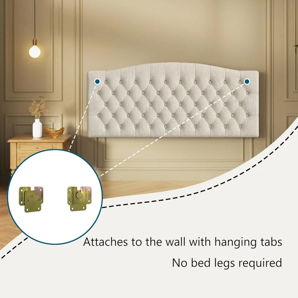 Online Goods Warehouse Linen Upholstered Tufted Headboard