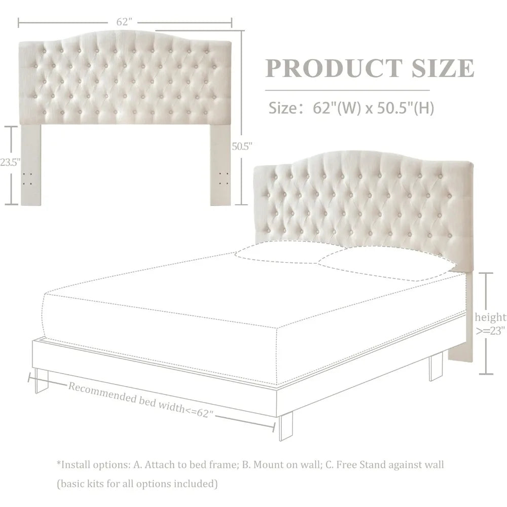 Online Goods Warehouse Linen Upholstered Tufted Headboard