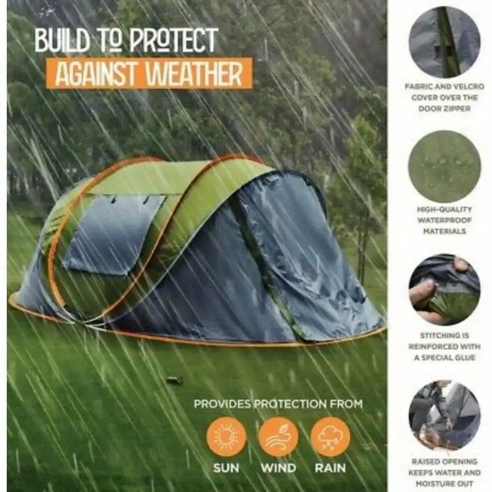 Building 4 Person Pop Up Camping Tent With Two Doors