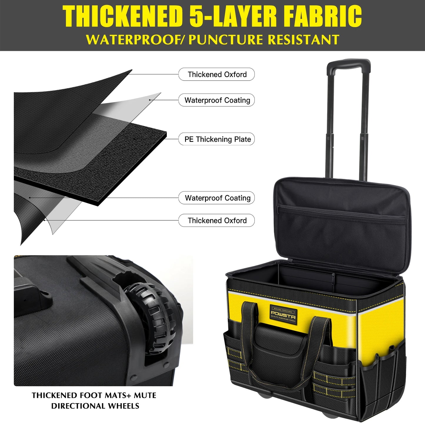 Hign Concerned Waterproof Rolling Bag Extendable Handle