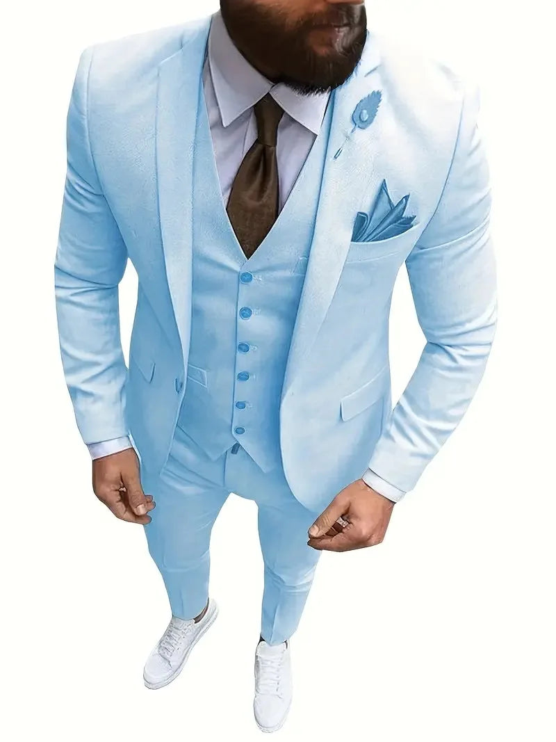 SOLOVEDRESSCN Mens 3 Piece Slim Fit Tuxedo For Wedding