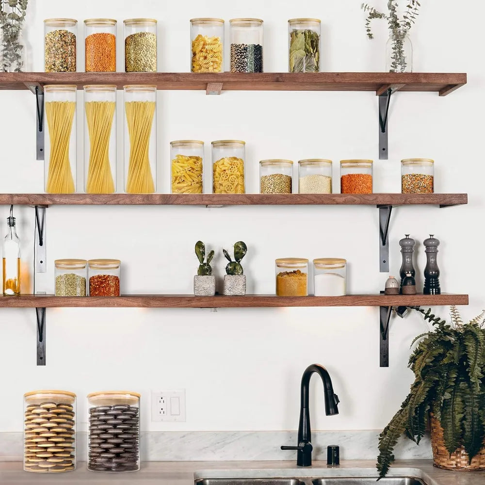 Glass Jars With Bamboo Lids Airtight Canisters Set
