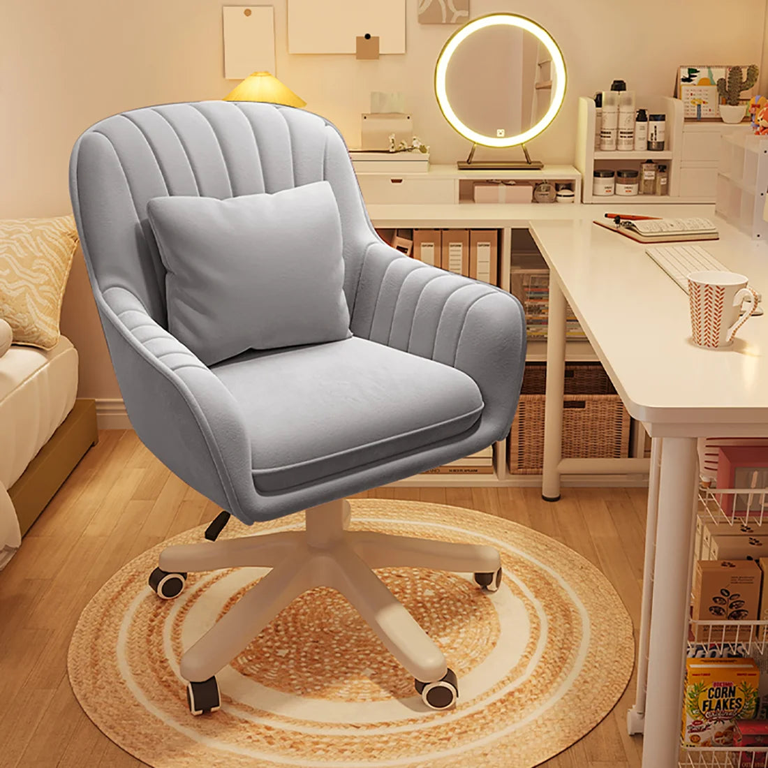 WXJHL Mid Back Velvet Office Chair Swivel Upholstered