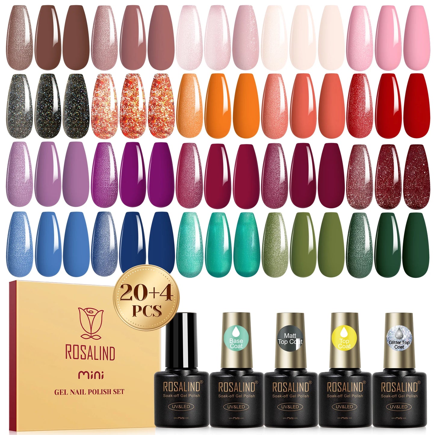 Rosalind Gel Nail Polish With Base And Top Coat 24