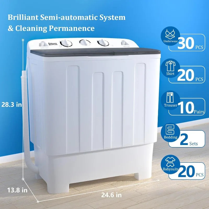 XMSJ Twin Tub Portable Washing Machine With Drying Rack