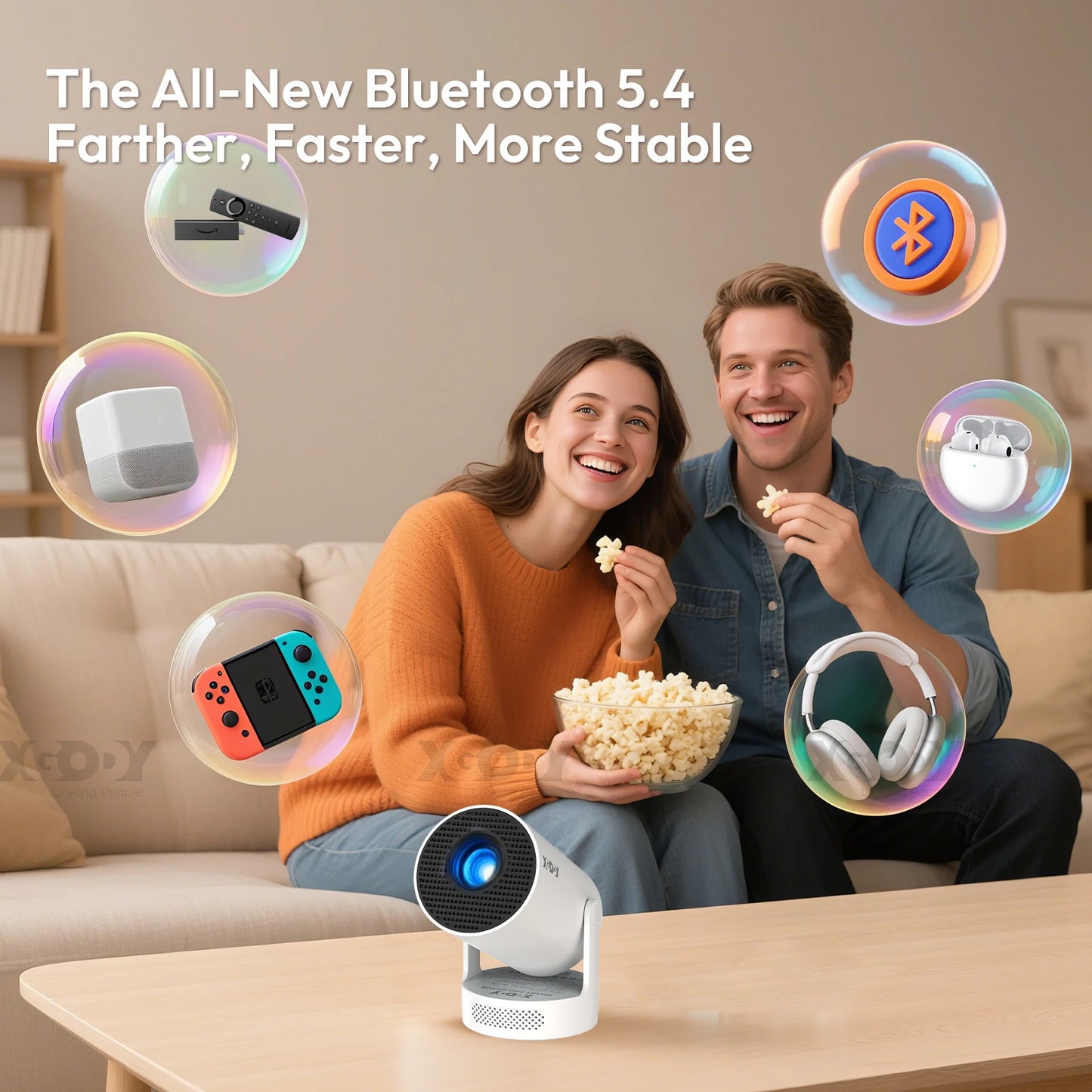 XGODY 4K LED Projector 12000 Lumen WiFi 6 Bluetooth 5.0