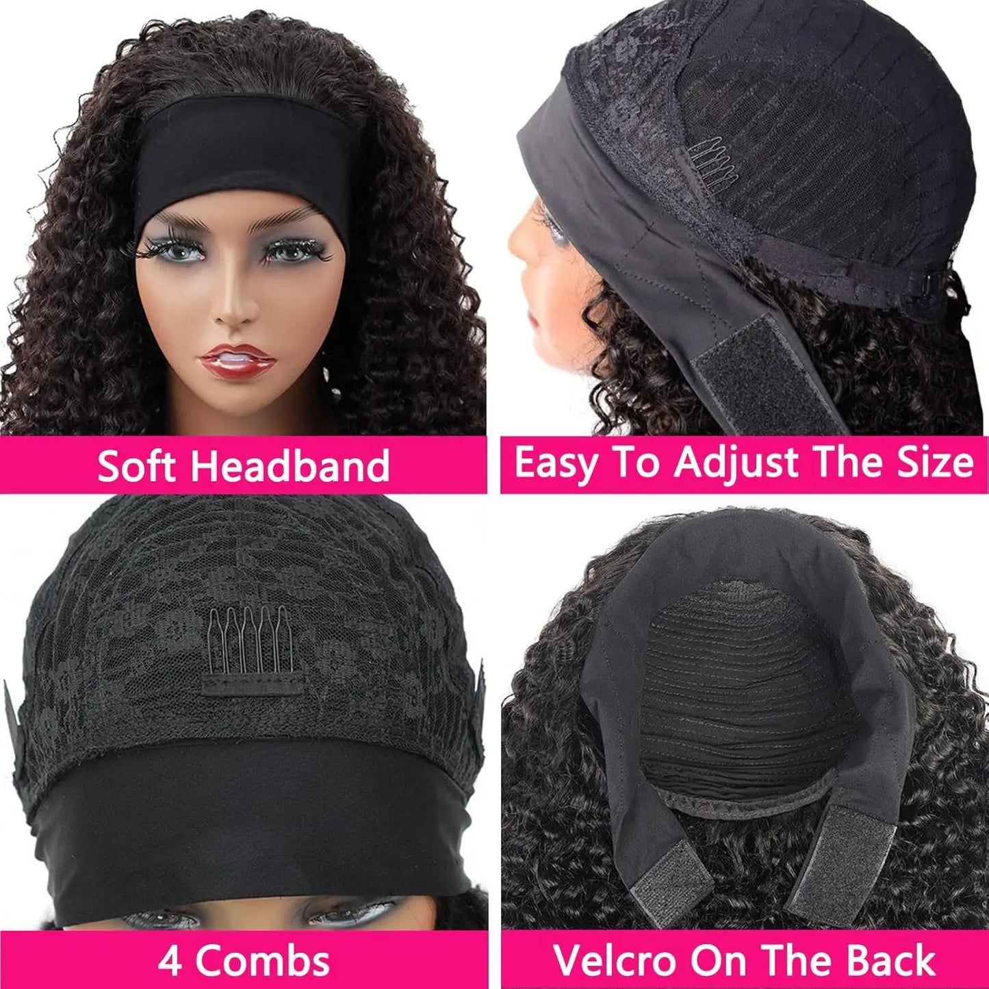 Online Goods Warehouse Jerry Curly Headband Wig Brazilian