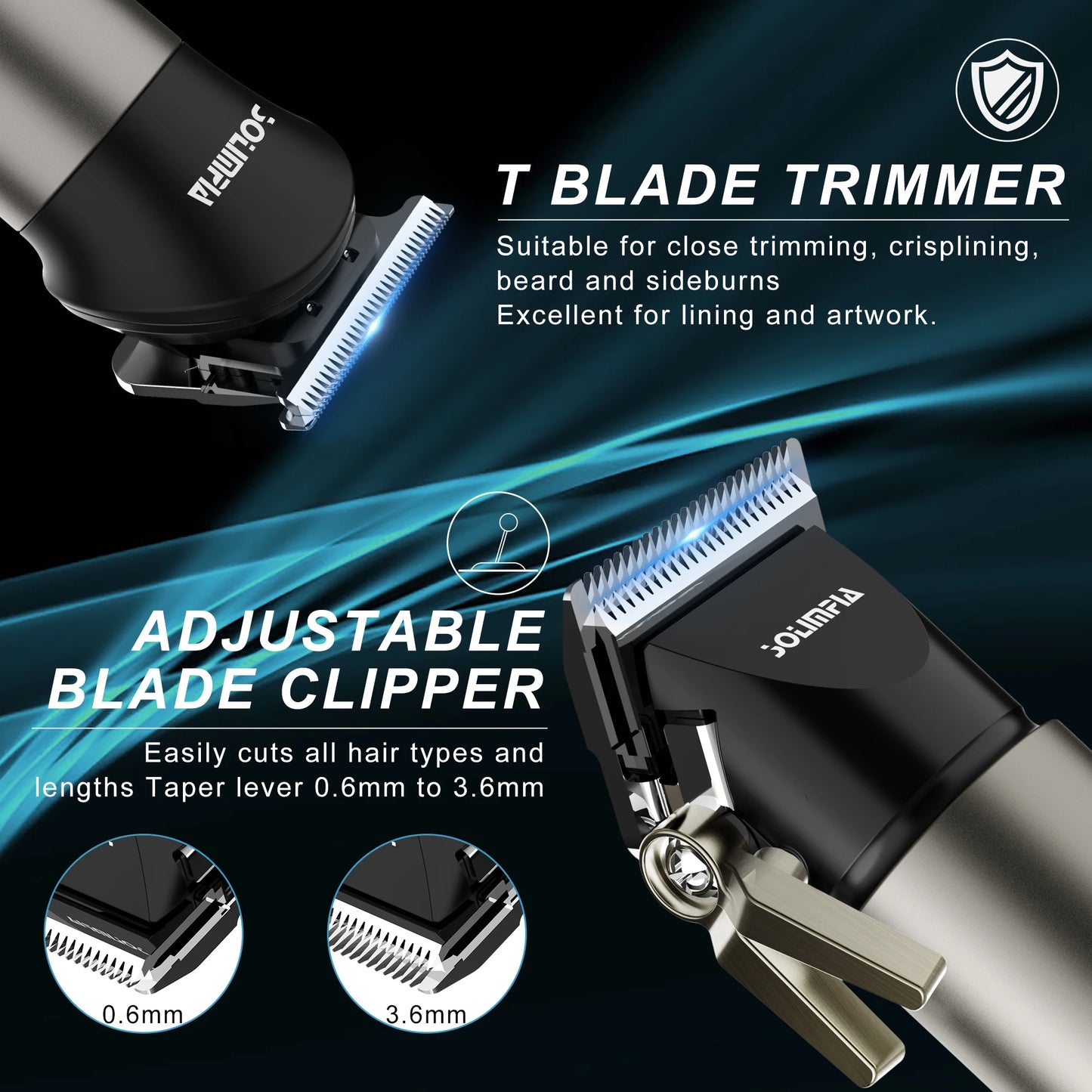 Solimpia Cordless Hair Clipper Set T Blade Barber Clippers