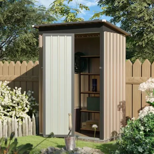 4x2FT Metal Garden Storage Shed Waterproof Outdoor Tool House Patio Backyard 4.27x2.43FT, Customized