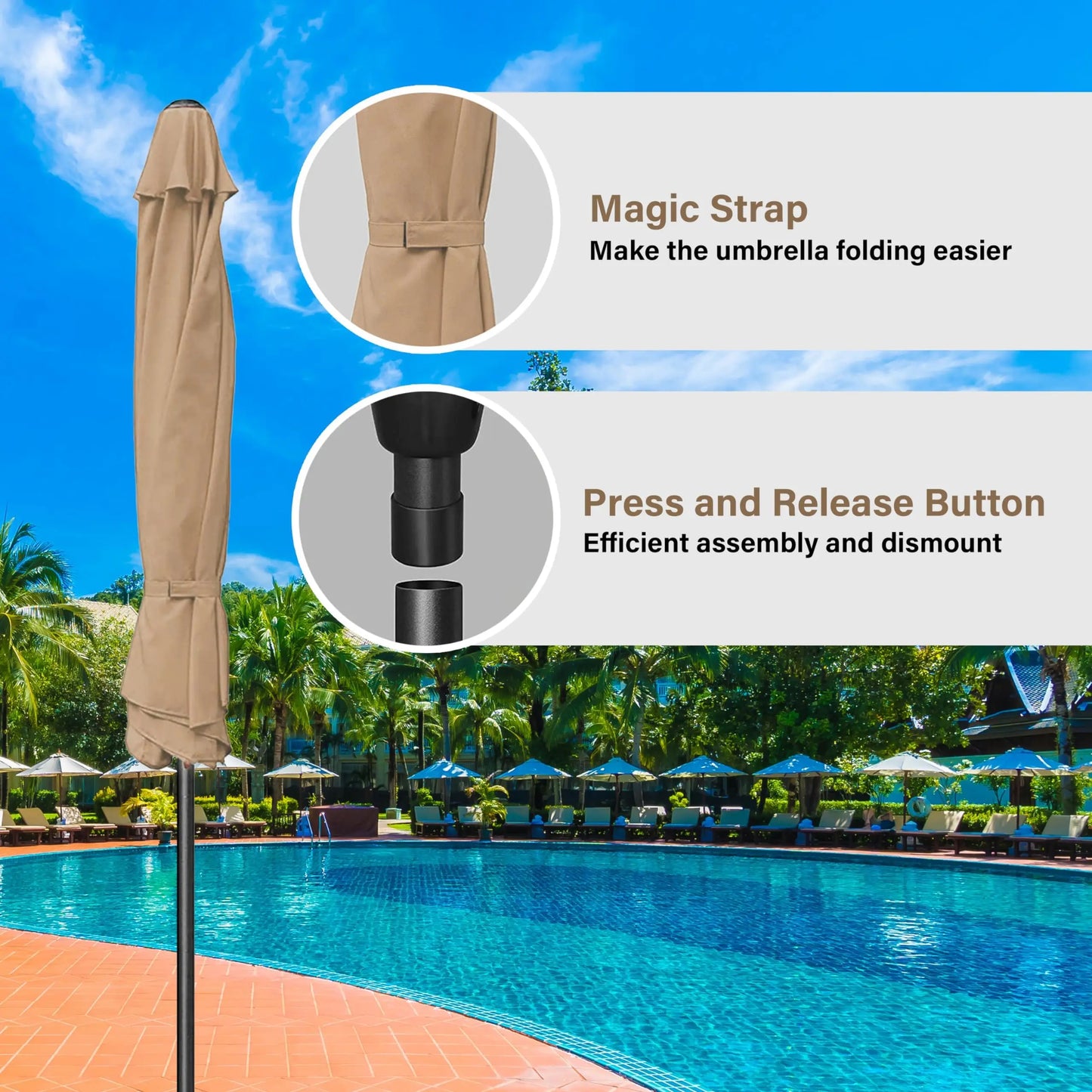 Online Goods Warehouse Outdoor Patio Umbrella Tilt Crank