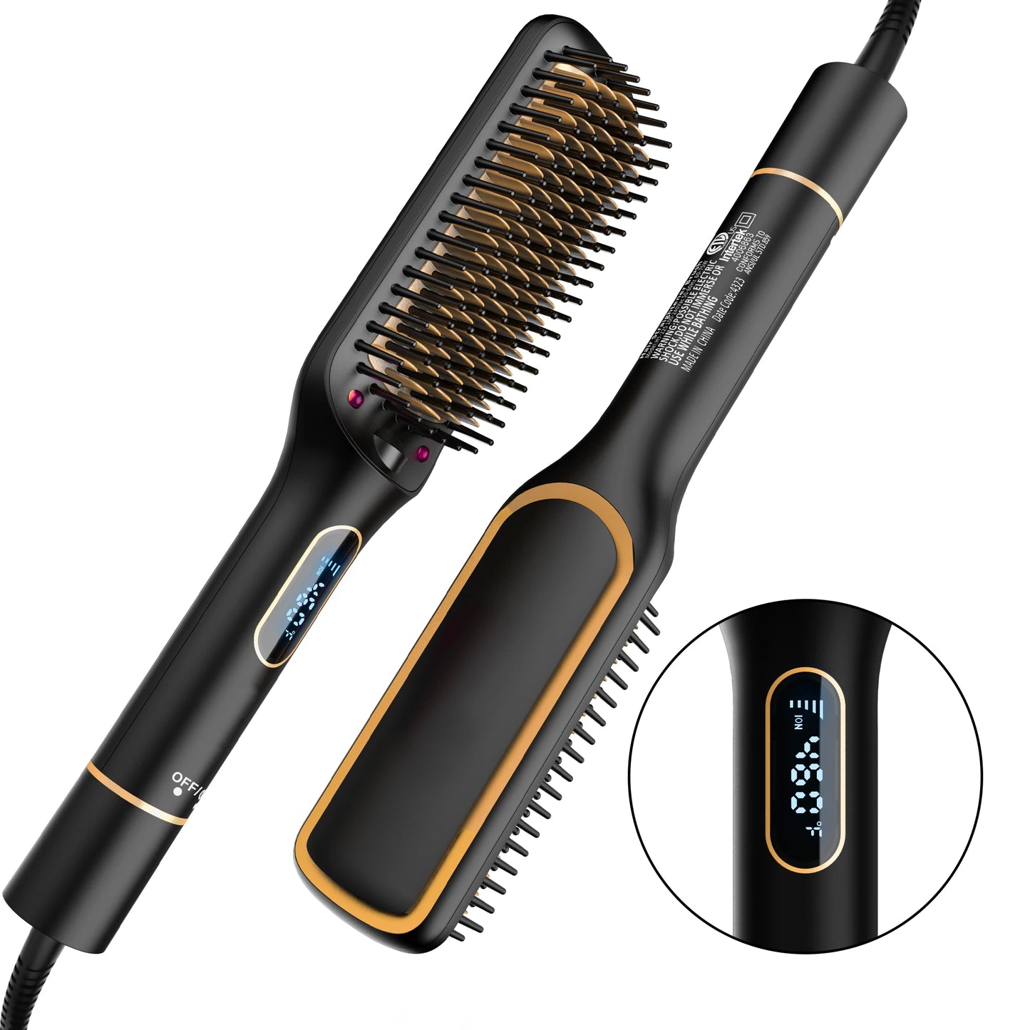 Nicebay Hair Straightener Brush, Hair Straightening Iron Brush, Auto-Off, LED Display Hair Straightener Comb for Women