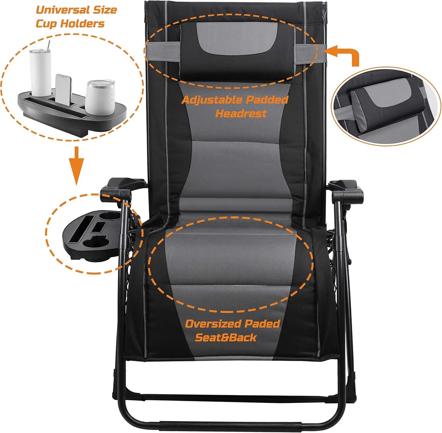 Outdoor Zero Gravity Folding Recliner Chair Sun Shade