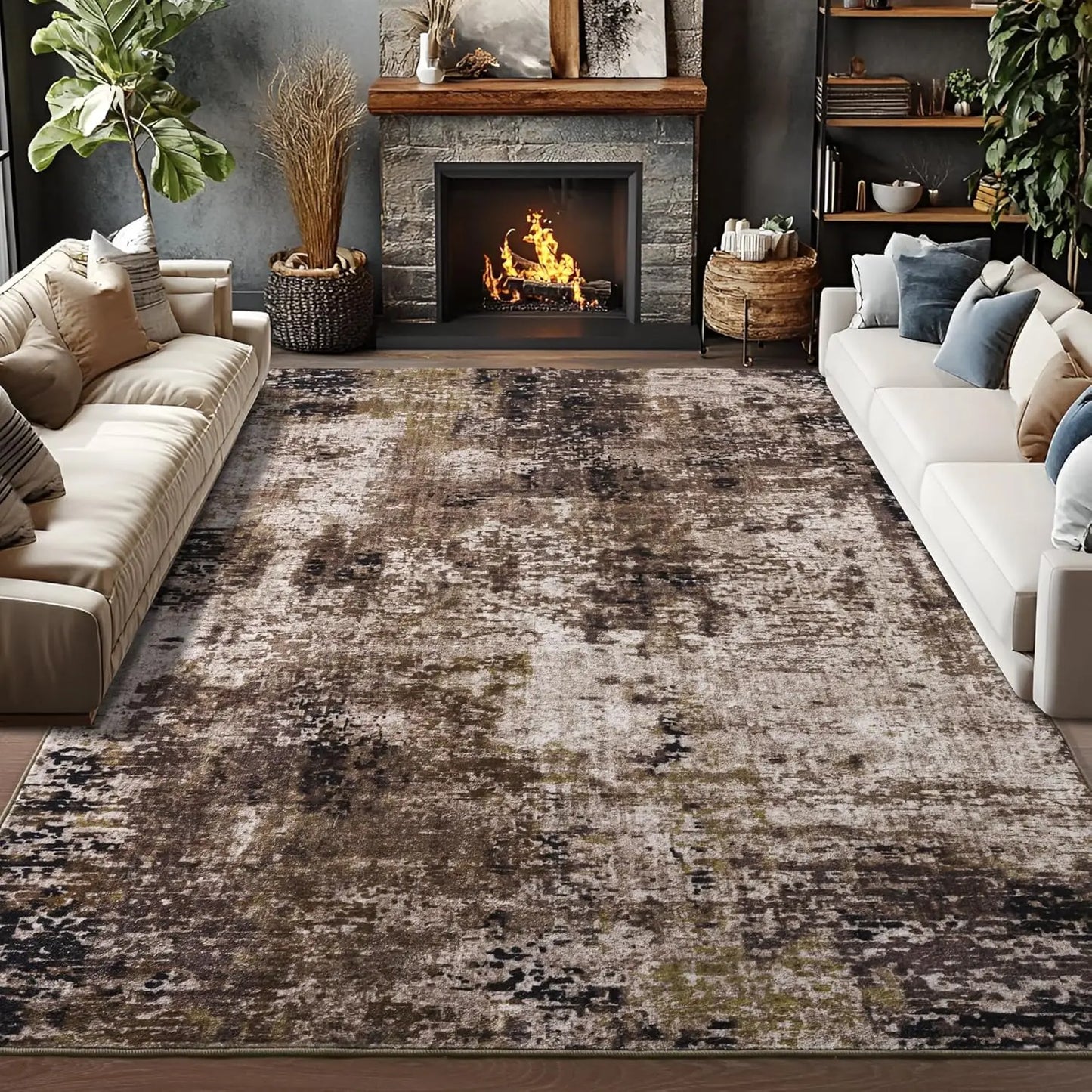 NoahasCN Living Room Modern Abstract Area Rug Anti Slip