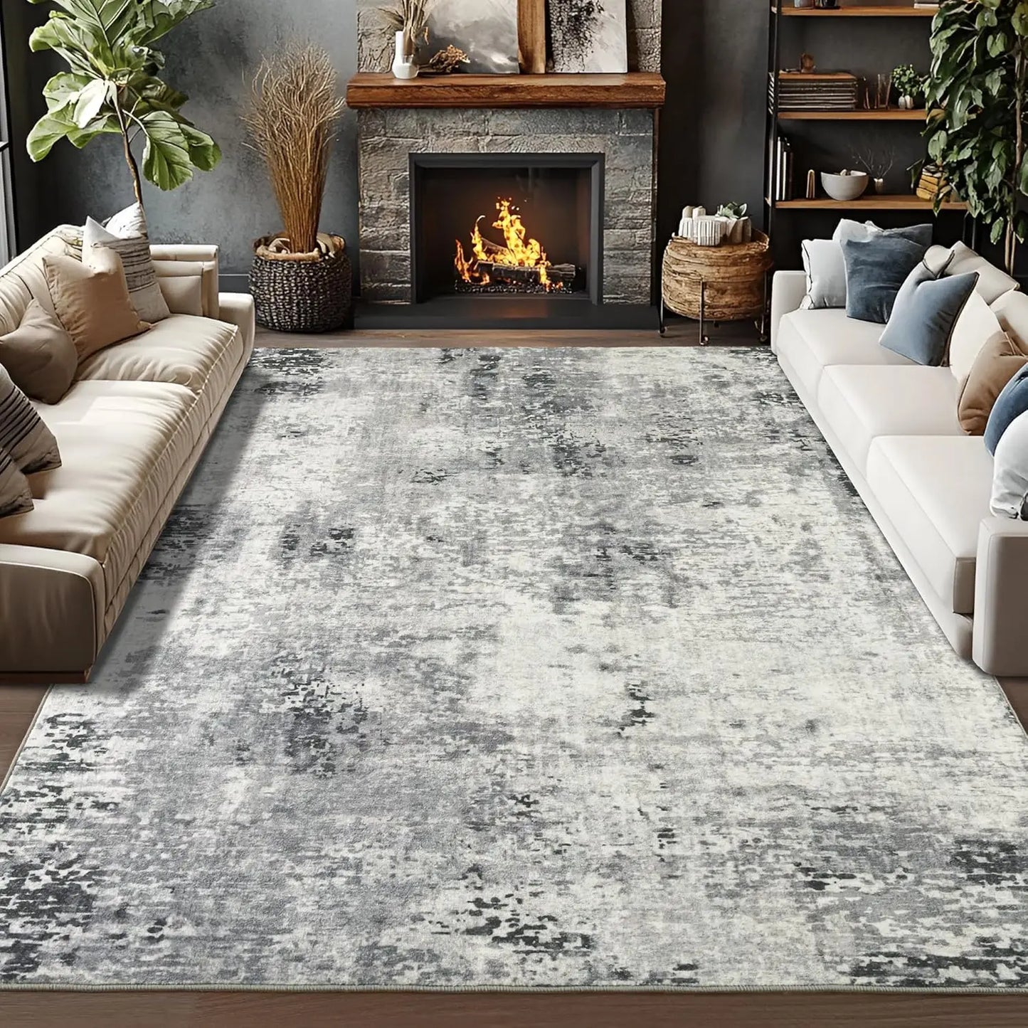 NoahasCN Living Room Modern Abstract Area Rug Anti Slip