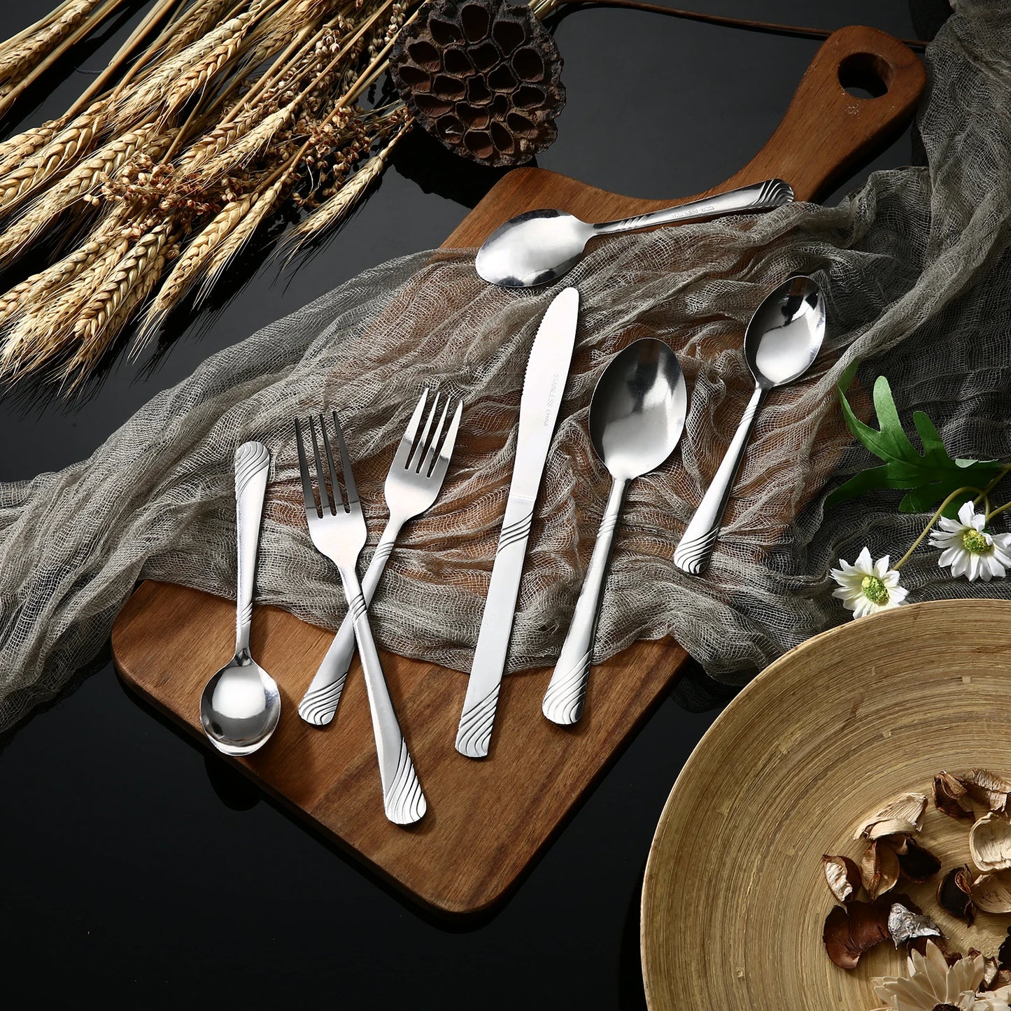 HANSMART Flatware Set Stainless Steel Tableware For Kitchen