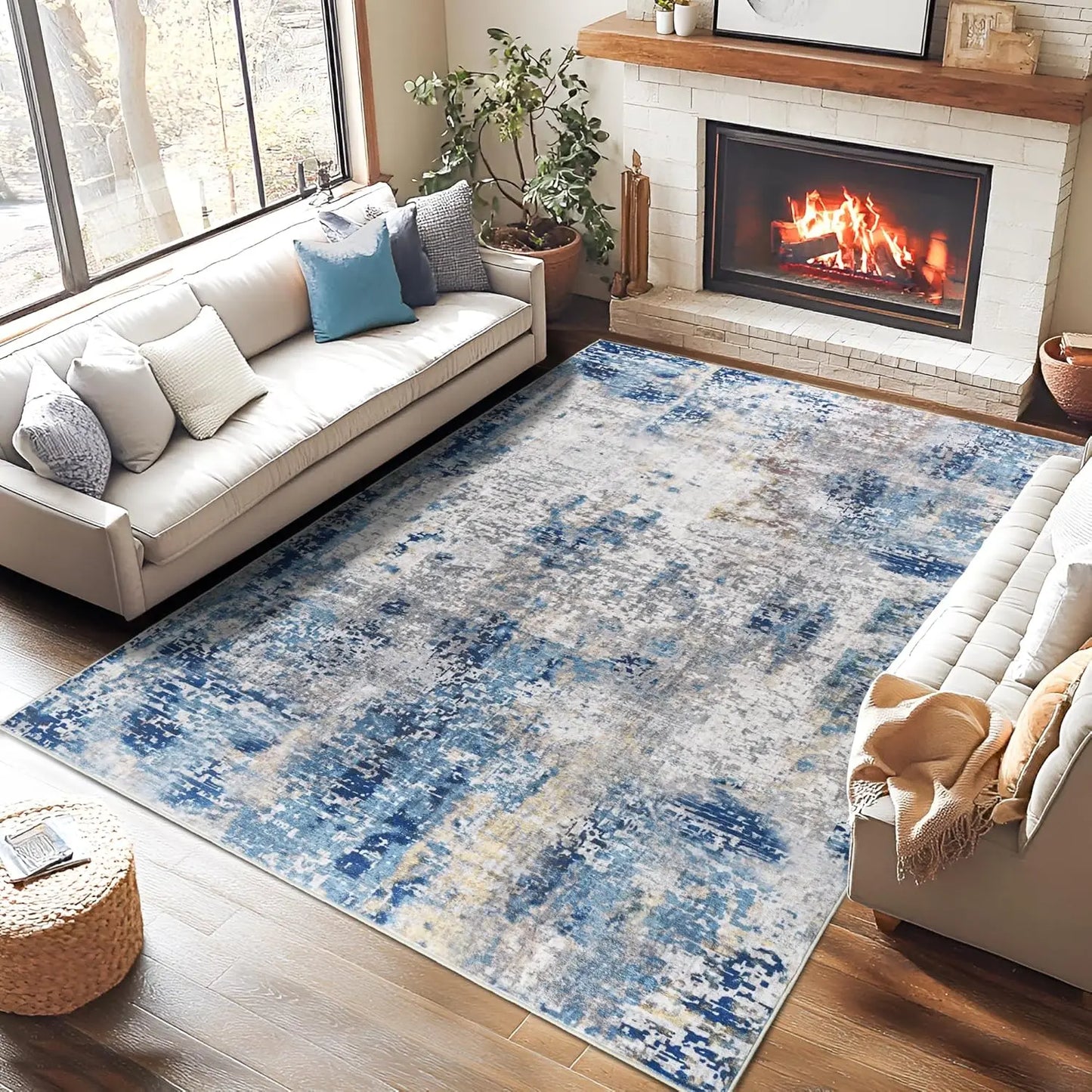 NoahasCN Living Room Modern Abstract Area Rug Anti Slip