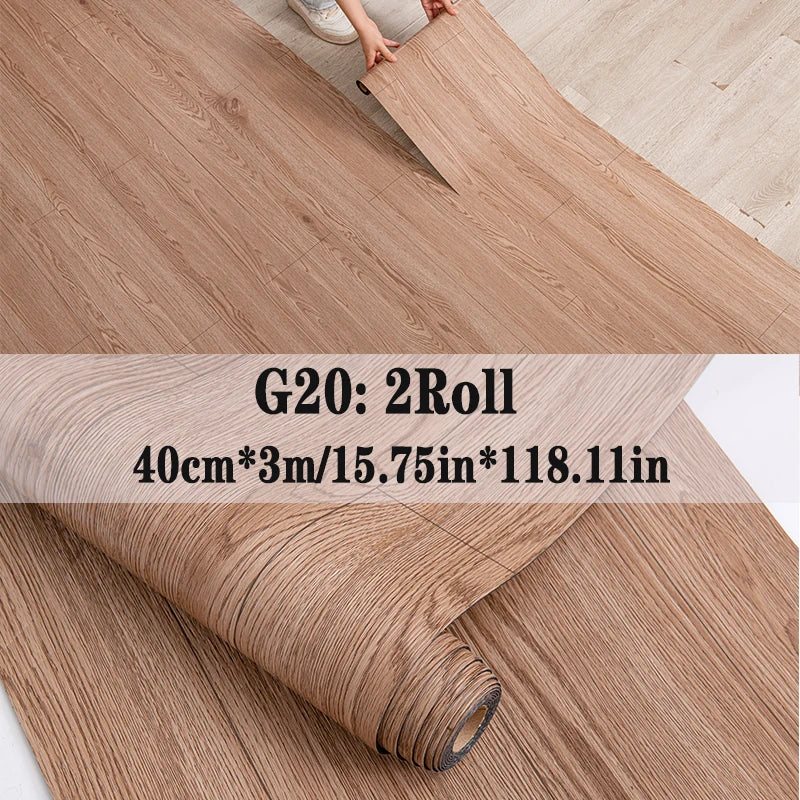 Peel and Stick Floor Tile，2 Roll Vinyl Flooring Roll 15.75"x 118.11"/25.8Sq.Ft Wood Grain Peel Stick Floor Tiles