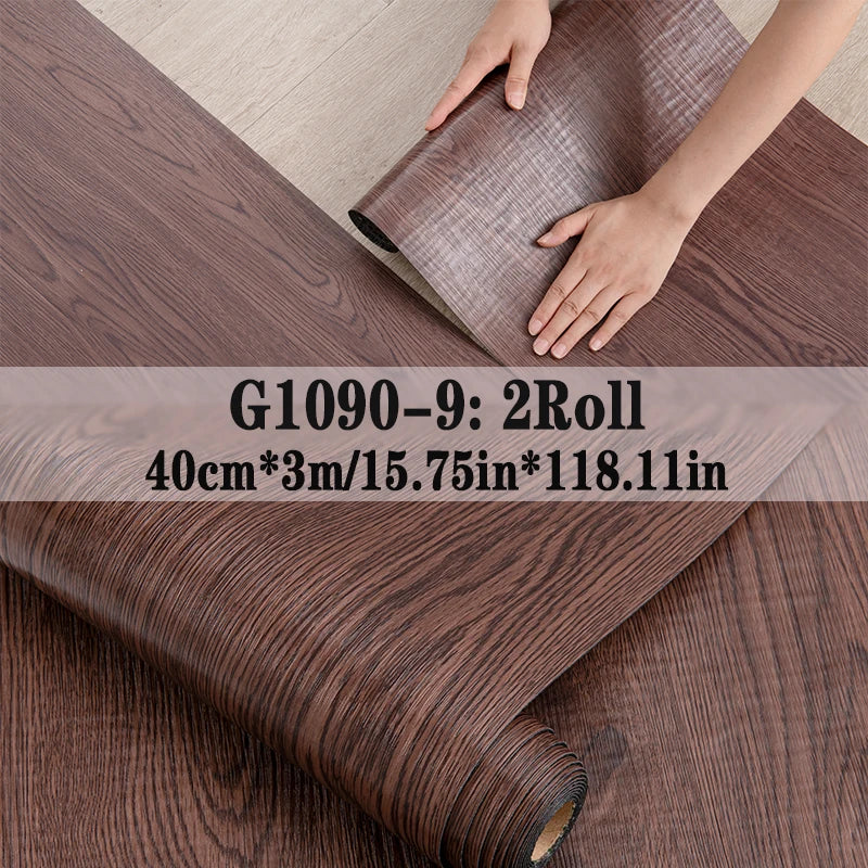 Peel and Stick Floor Tile，2 Roll Vinyl Flooring Roll 15.75"x 118.11"/25.8Sq.Ft Wood Grain Peel Stick Floor Tiles