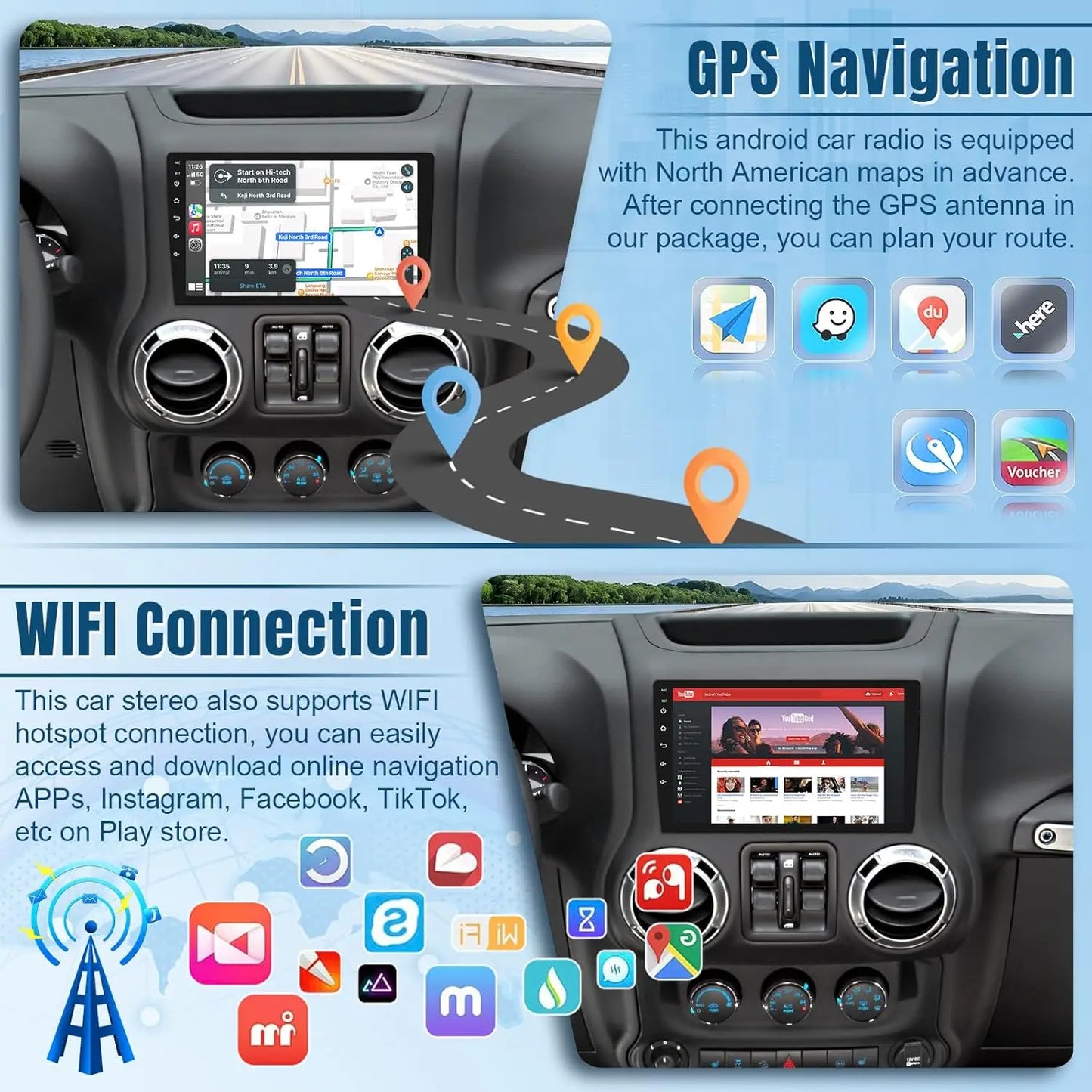 Online Goods Warehouse Wireless Car Radio For Jeep