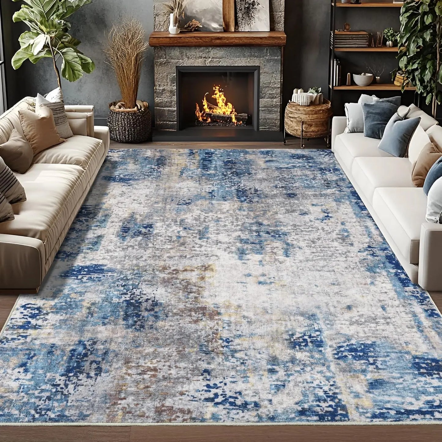 NoahasCN Living Room Modern Abstract Area Rug Anti Slip