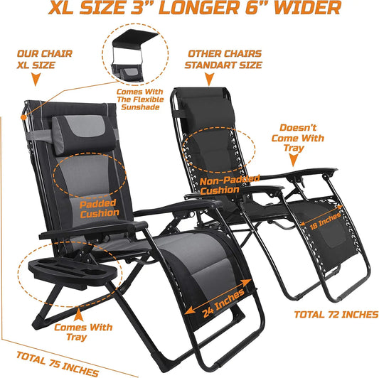 Outdoor Zero Gravity Folding Recliner Chair Sun Shade