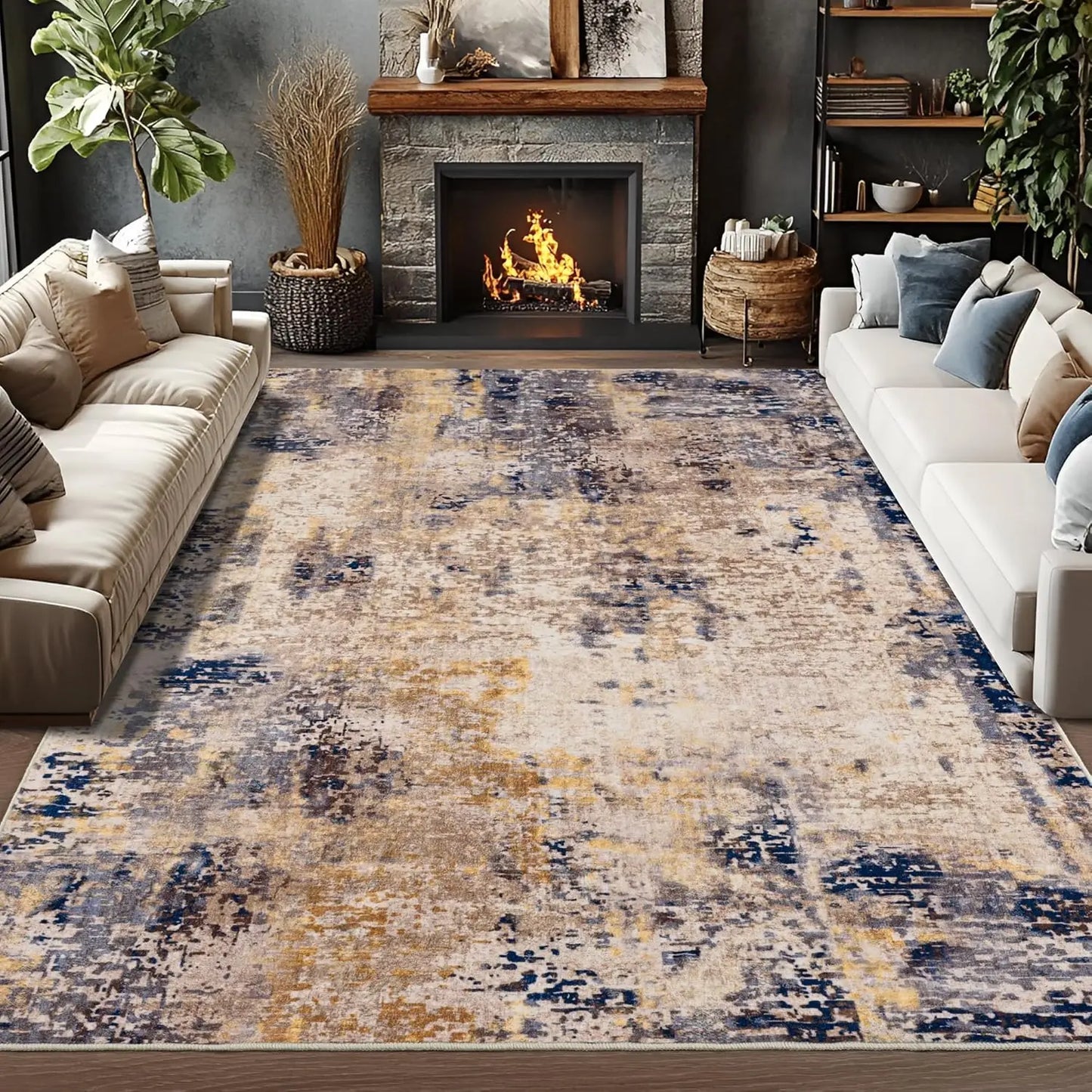NoahasCN Living Room Modern Abstract Area Rug Anti Slip