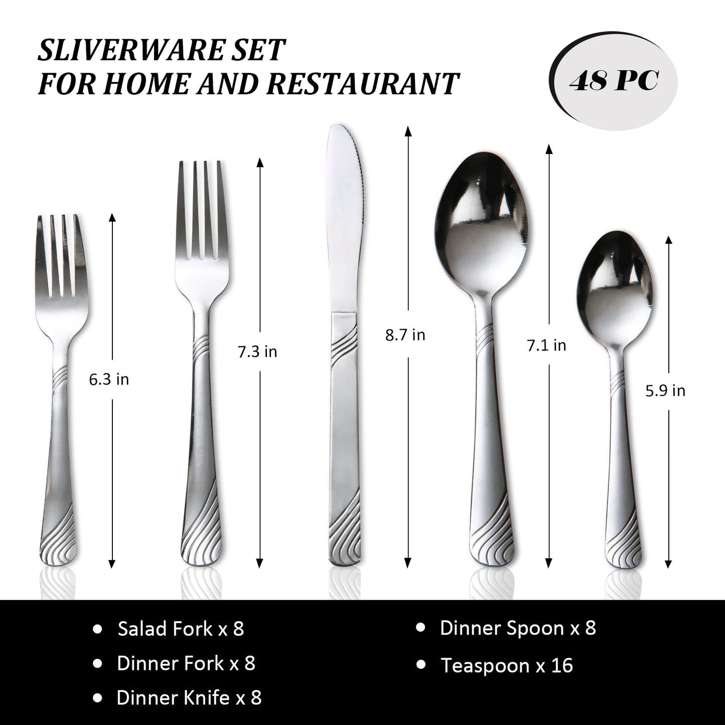 HANSMART Flatware Set Stainless Steel Tableware For Kitchen