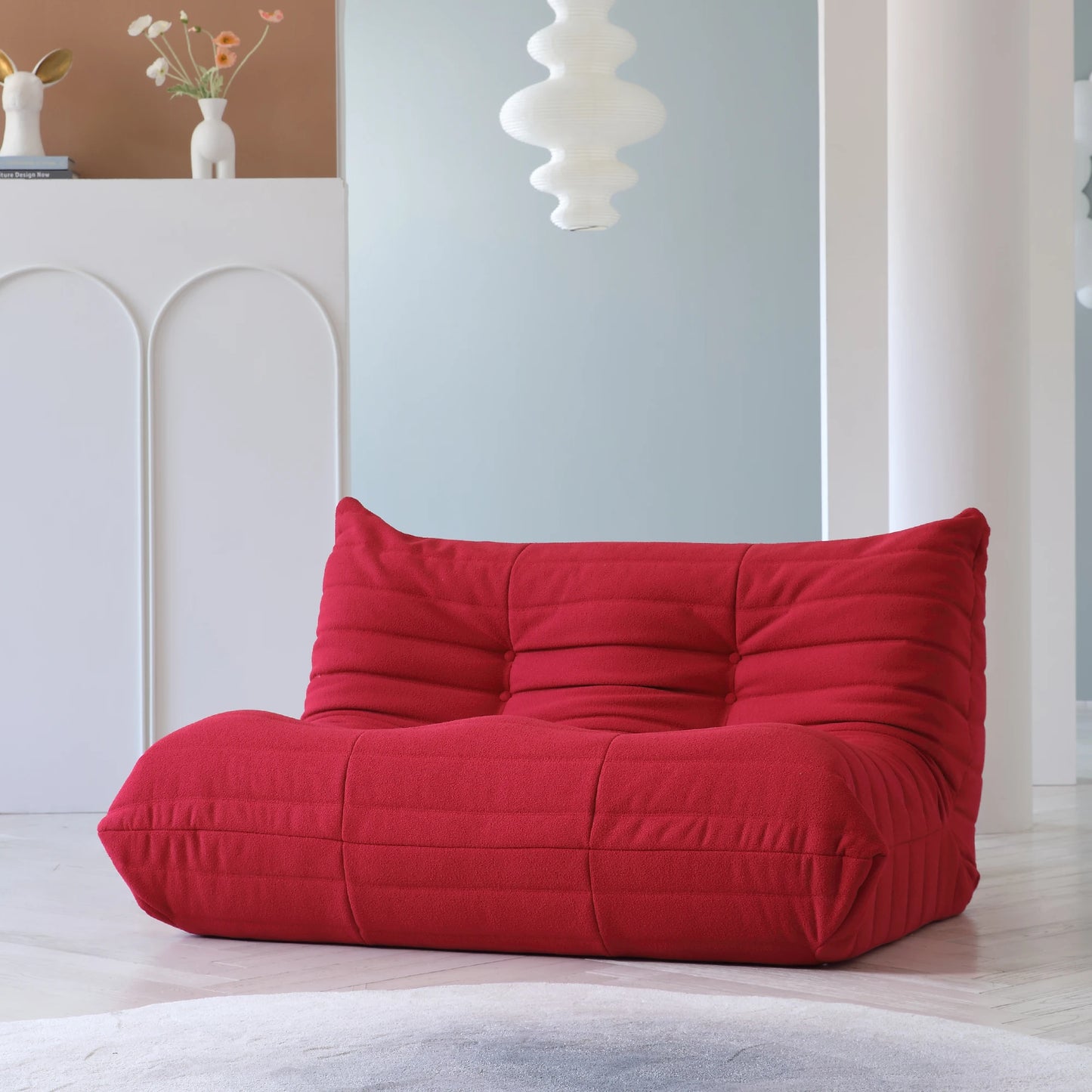 Teddy Fabric Bean Bag Sofas Comfy Lazy Floor Sofa Couch Soft Lounge Chairs Foam-Filled Accent Chair for Living Room Bedroom