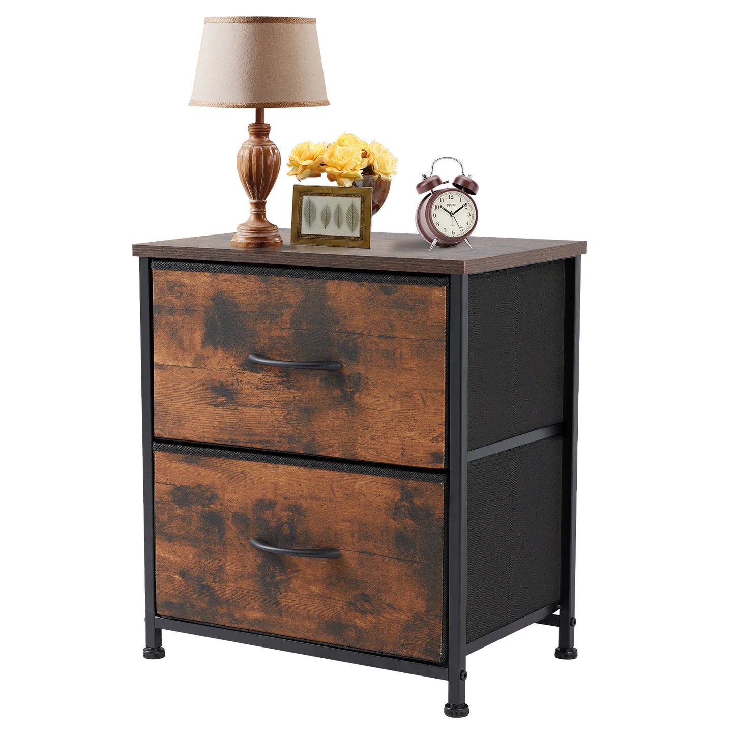 JHK Nightstand Bedside Table With Storage Drawers Cabinet