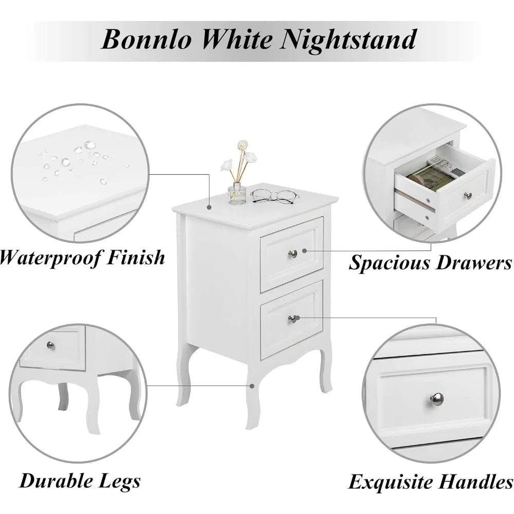 Online Goods Warehouse Bedside Tables With Two Drawers Wood